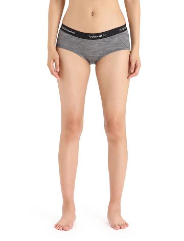 Women's Icebreaker Merino Sprite Hot Pants Underwear Gritstone Heather / Black | CA 1240BEXC